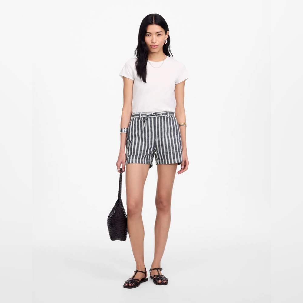 Madewell Pull On Drawstring Shorts in Linen Cotton Blend Size L NWT